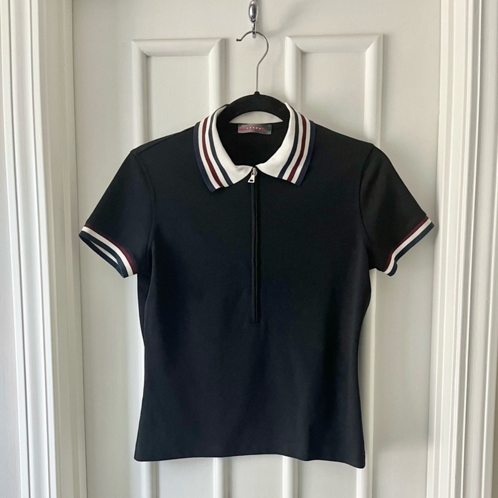 Prada Black Half-Zip Polo Shirt